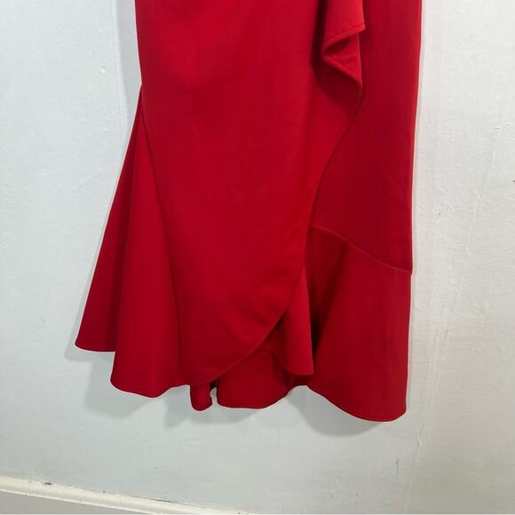 Fehaute Red Elegant Midi A-line Waist Twist Day To Night Dress Size Small NWT - Picture 8 of 14